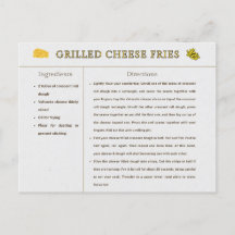 Carte Recette Fromage Grillé Fries Thanksgiving Fo