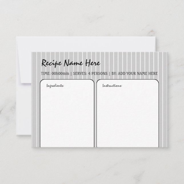 Carte Recette Grille Blanche (Devant)