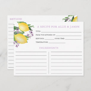 Carte Recette Lavande Citron Avec Deux Noms