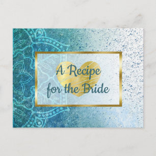 Carte Recette mariage bleu Mandala & or