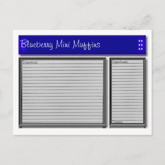 Carte Recette personnalisée Accents bleus