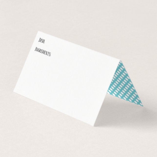 Carte Recette Plat Potluck Polka Blanc Turquoise (Devant)