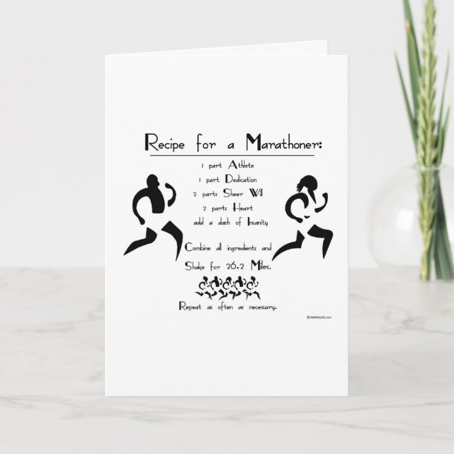 Carte Recette pour un marathonien bonne chance (Devant)