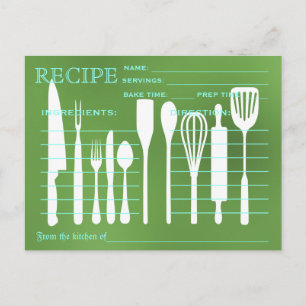 Carte Recette Retro Chalkboard Vert Outils de cuis
