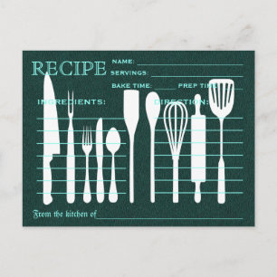 Carte Recette Retro Chalkboard Vert Outils de cuis