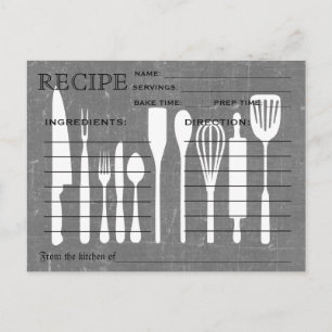 Carte Recette Retro Tableau noir Outils de cuisine