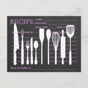 Carte Recette Retro Tableau noir Outils de cuisine
