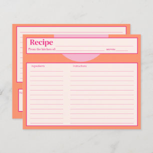 Carte Recette rose et orange