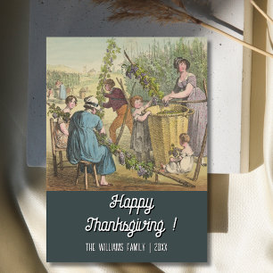 Carte Récolte classique de raisins de Bon thanksgiving V