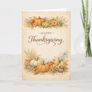 Carte Récolte d'automne élégante Joyeux Thanksgiving 