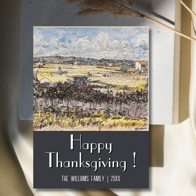 Carte Récolte de Bon thanksgiving vintage en Provence (Créateur téléchargé)