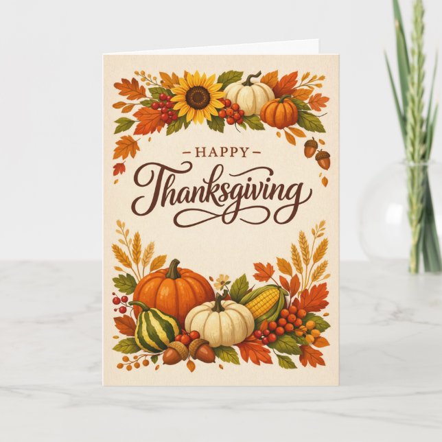Carte Récolte rustique d'automne Joyeux Thanksgiving (Devant)