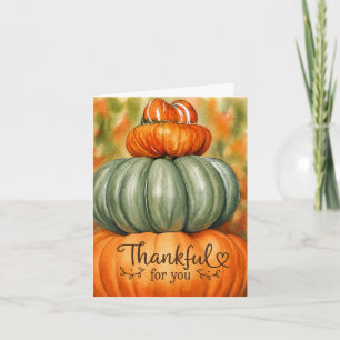 Carte Reconnaissant pour Vous Pile de Citrouilles d'Auto