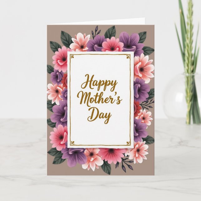 Carte rectangulaire de la fête des mères florale (Devant)