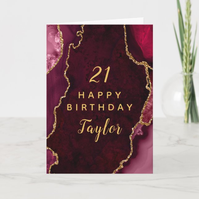Carte Red and Gold Agate Joyeux anniversaire (Devant)