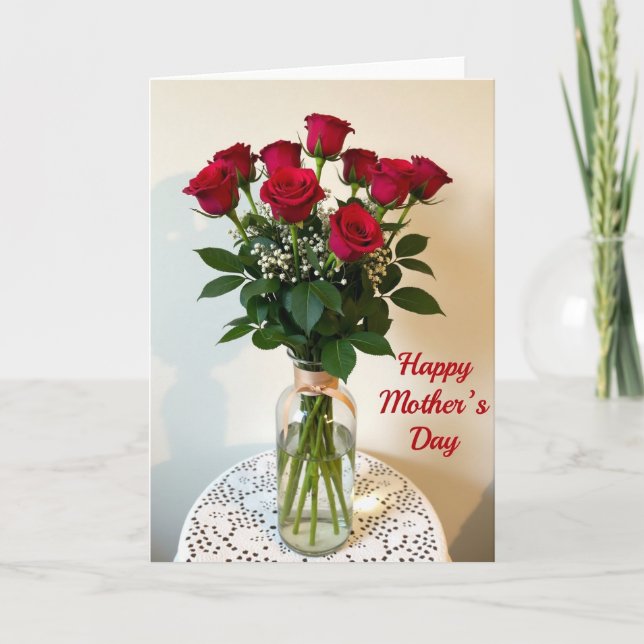 Carte Red And White Floral Card (Devant)