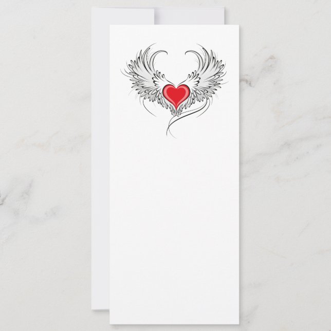 Carte Red Angel Coeur avec ailes (Devant)