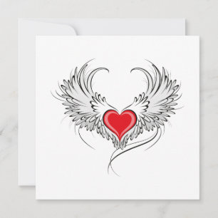 Carte Red Angel Coeur avec ailes