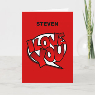 Carte Red, Bold & Bright Pop Art Style - I Love You