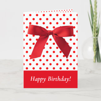Carte Red Bow Pois heureux anniversaire Festive fille