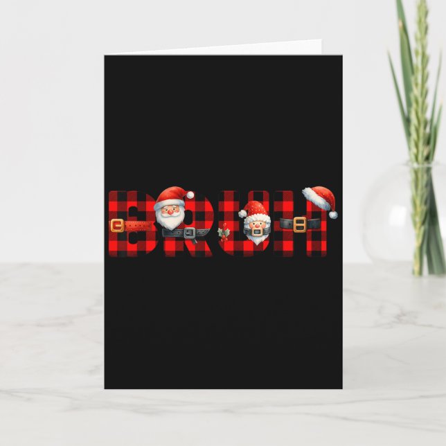 Carte Red Buffalo Plaid Bruh Christmas Xmas Pajamas Boys (Devant)