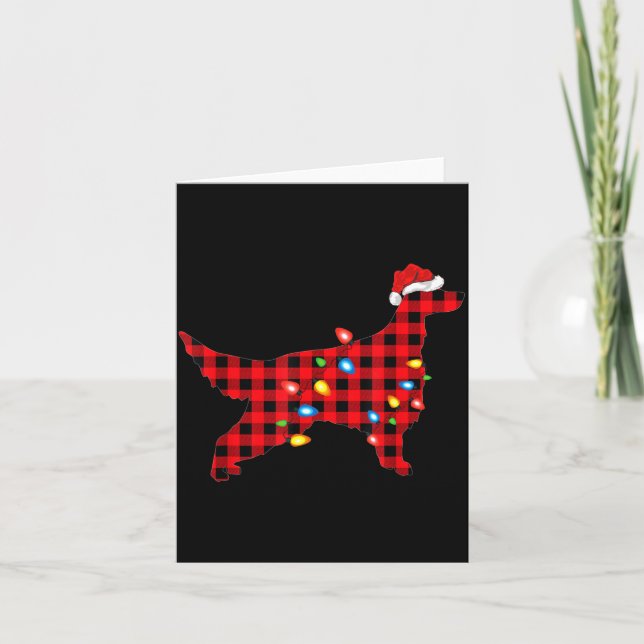 Carte Red Buffalo Plaid Santa Irish Setter Dog Christmas (Devant)