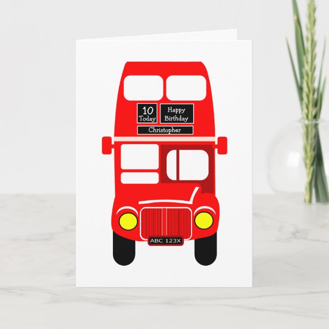 Carte Red Bus Design Anniversaire (Devant)