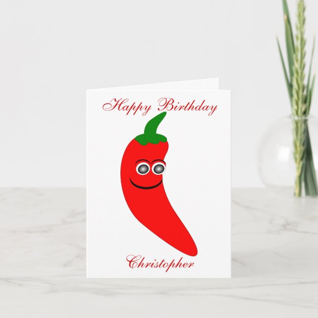 Carte Red Chili Pepper Anniversaire personnalisé (Devant)