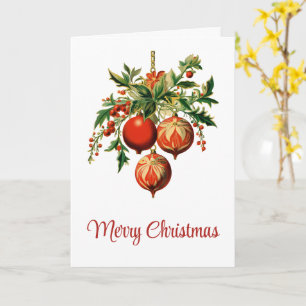 Carte Red Christmas Baubles avec Holly Festive