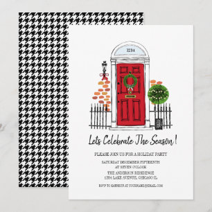 Carte Red Christmas Door Fête