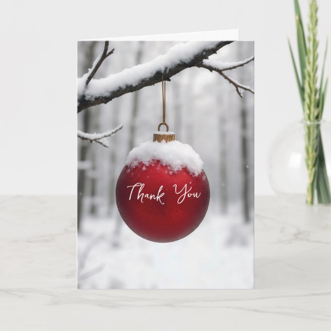 Carte Red Christmas Ornament Thank You (Devant)
