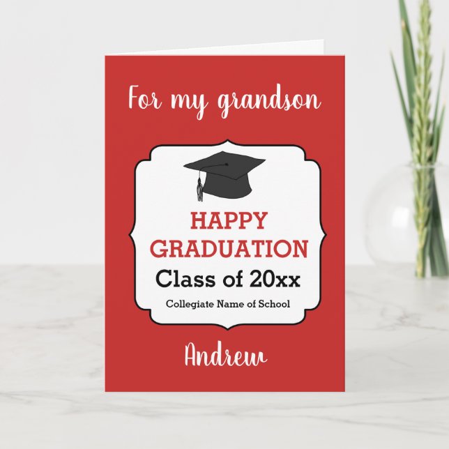 Carte Red Congratulations Grandson Graduation (Devant)