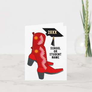 Carte Red Cowboy Boots Graduation