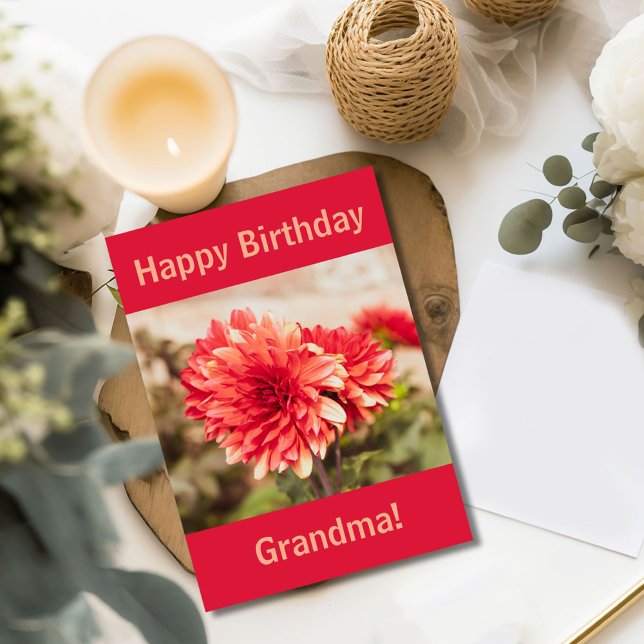 Carte Red Dahlia Joyeux anniversaire (Créateur téléchargé)