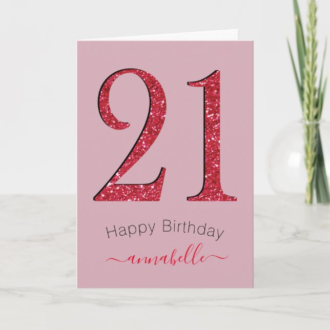 Carte Red & Damask Rose 21 Anniversaire (Devant)