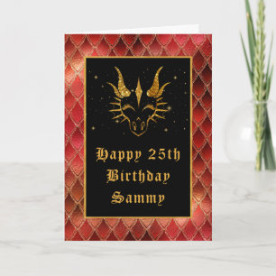 Carte Red Dragon Scales Faux Parties scintillant Joyeux 