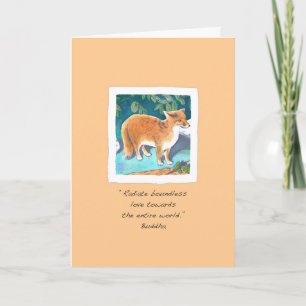 Carte Red Fox sur Pale Apricot Penser à vous