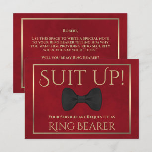 Carte Red & Gold Be My Ring Bearer Fun Bow Cravate