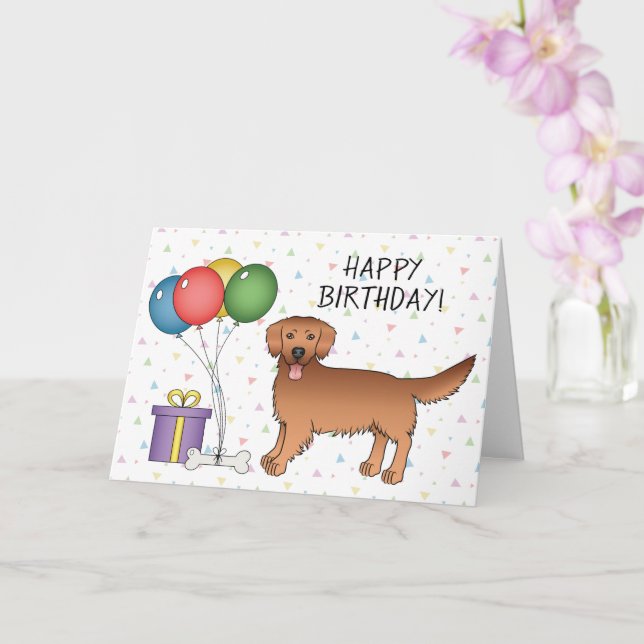 Carte Red Golden Retriever Dessin Chien Joyeux Anniversa (Orchidée)