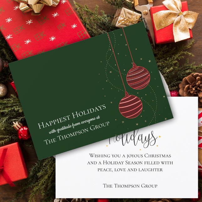 Carte Red Green Bonnes Fêtes Vacances d'affaires (Red Green Season's Greetings Business Holiday Card)
