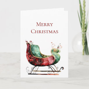 Carte Red Green Christmas Sleigh
