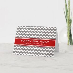Carte Red Grey Chevron Business De Groupe Anniversaire