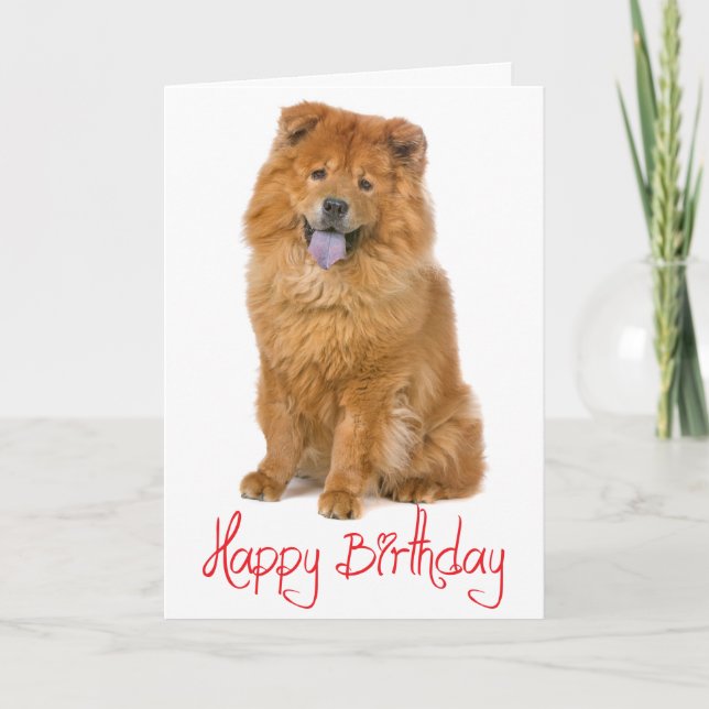 Carte Red Happy Birthday Chow Chow Chien Chien Chien Chi (Devant)