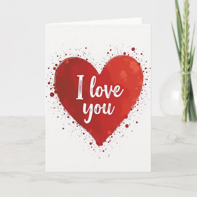 Carte Red Heart Love You Art Card (Devant)