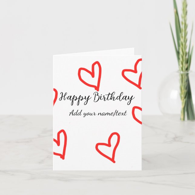 Carte Red heart shaphappy anniversaire ajouter nom texte (Devant)