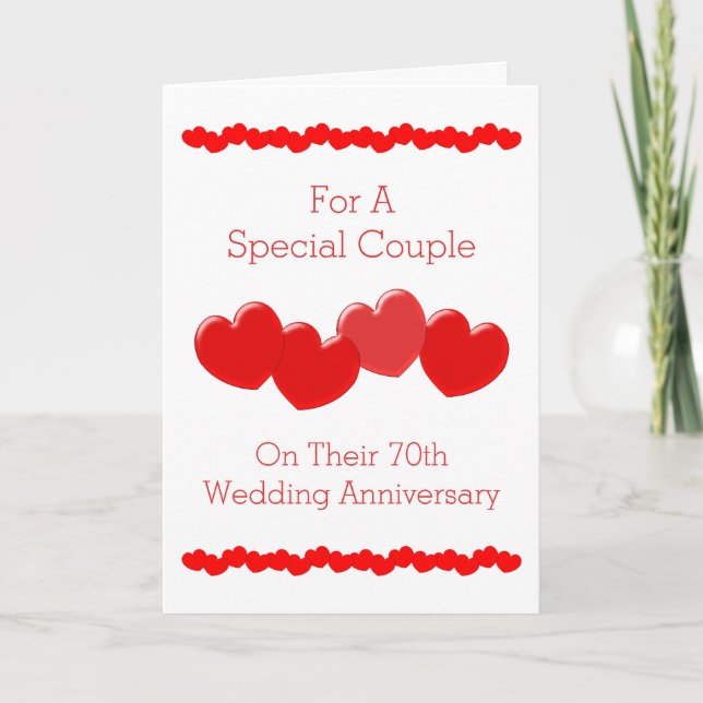 Carte Red Hearts - 70e anniversaire de Mariage personnal (Devant)