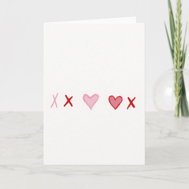 Carte Red Hearts And Xs Love Card (Devant)