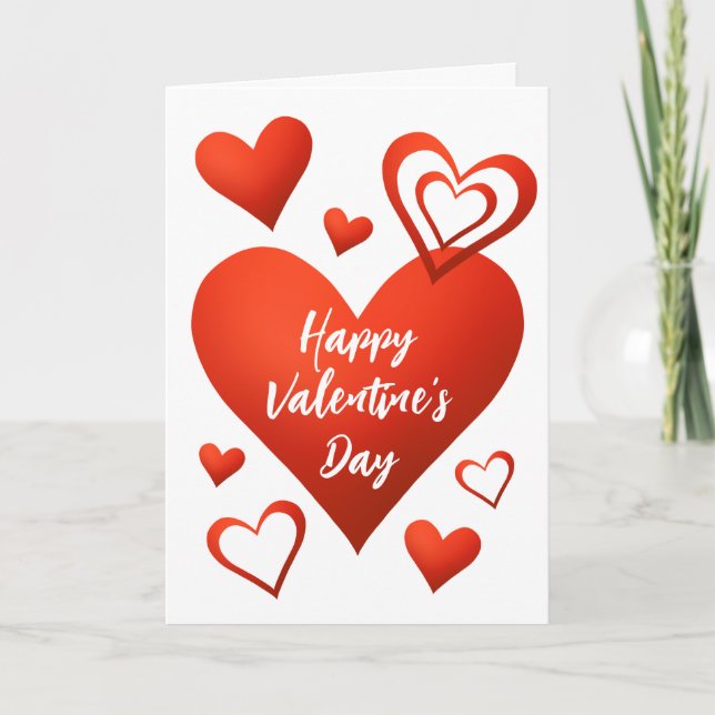 Carte Red Hearts Happy Valentines Day Grey (Devant)