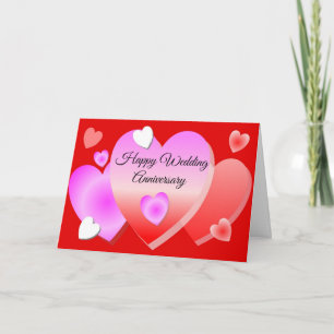 Carte Red Hearts Mariage personnalisé Anniversaire