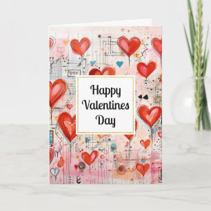 Carte Red Hearts Whimsical Love Motif Saint Valentin